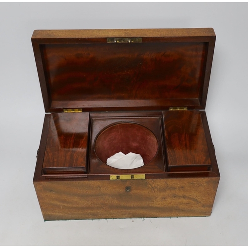 349 - A 19th century mahogany tea caddy, 33cm wide, 16cm high