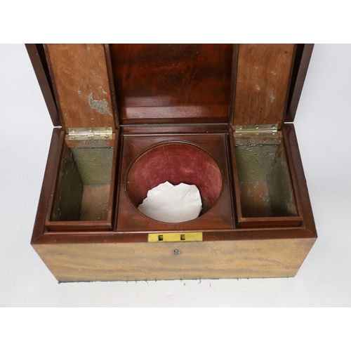 349 - A 19th century mahogany tea caddy, 33cm wide, 16cm high