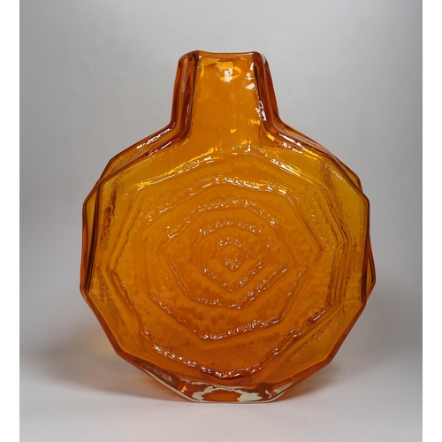 358 - A Whitefriars tangerine banjo vase, 32cm tall