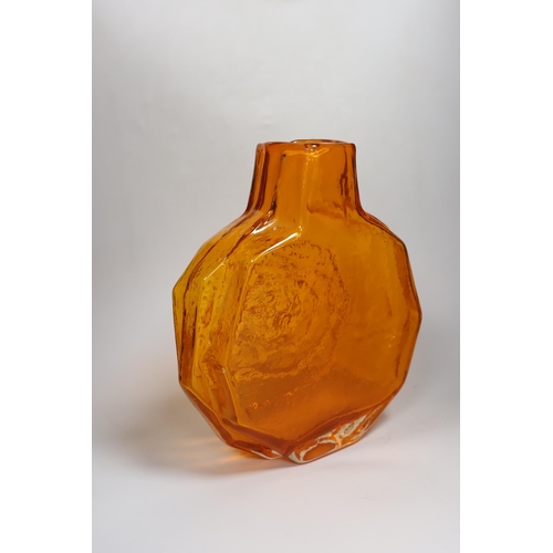 358 - A Whitefriars tangerine banjo vase, 32cm tall