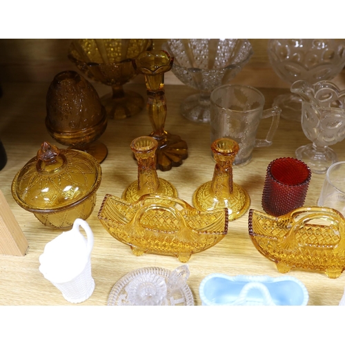 370 - A group of Sowerby's and other pressed glassware, tallest 17cm
