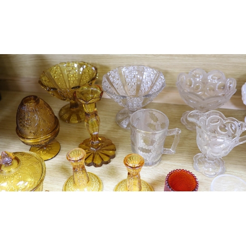 370 - A group of Sowerby's and other pressed glassware, tallest 17cm