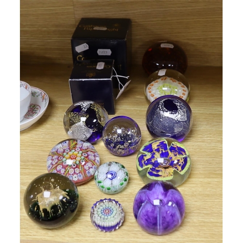 383 - A selection of thirteen mixed decorative paperweights