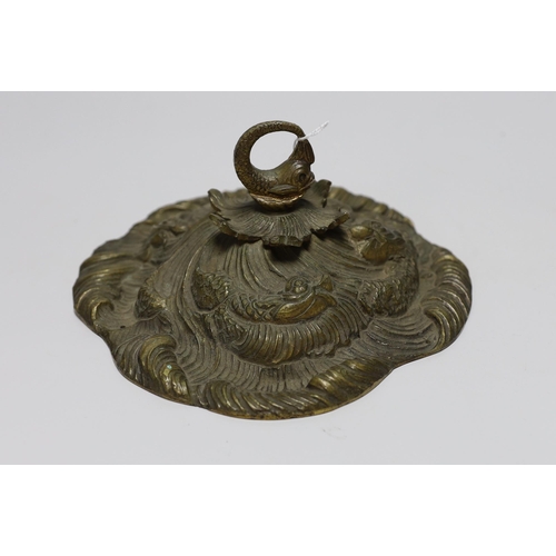 396 - A French bronze 'dolphin' ceiling rose
