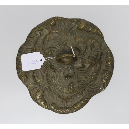 396 - A French bronze 'dolphin' ceiling rose
