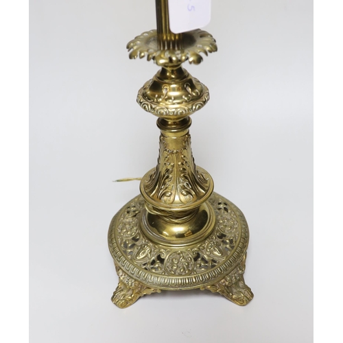 405 - A pierced brass table lamp