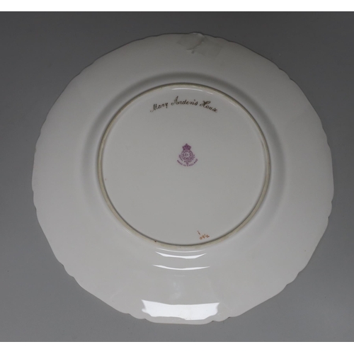 408 - A Royal Worcester plate painted with Mary Arden's House by E. Barker, signed, date mark for 1929... 
