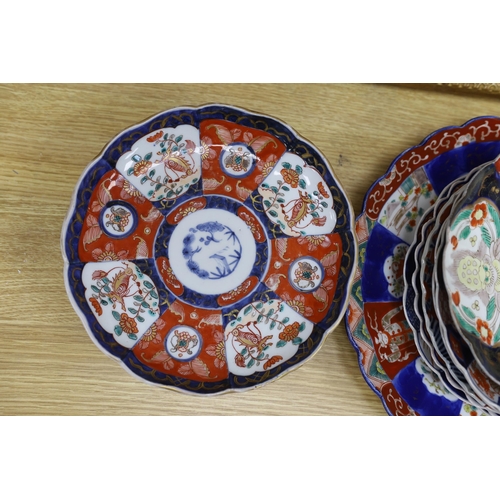 424 - Eleven Japanese Imari dishes and plates