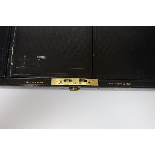 443 - A W. Leuchars leather writing box, 33cm wide