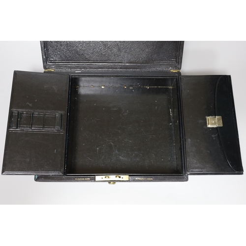 443 - A W. Leuchars leather writing box, 33cm wide