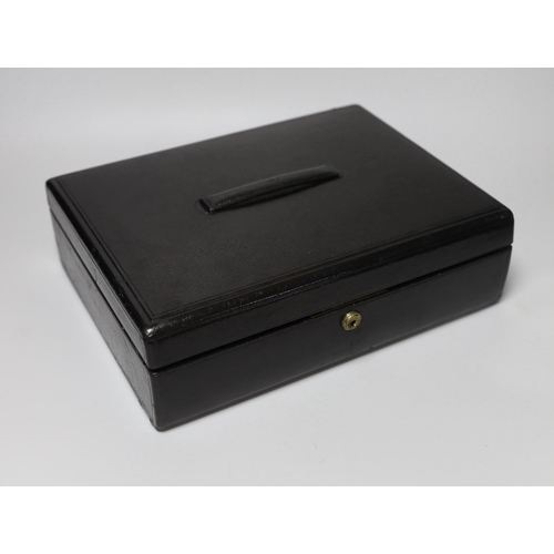 443 - A W. Leuchars leather writing box, 33cm wide