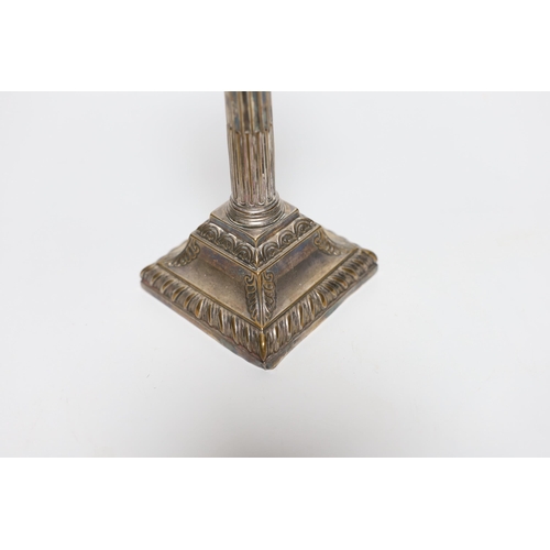 466 - An Old Sheffield plate taperstick, 18cm