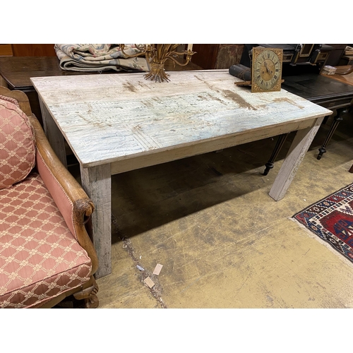 56 - A Victorian style rectangular painted kitchen table, width 161cm, depth 90cm, height 76cm