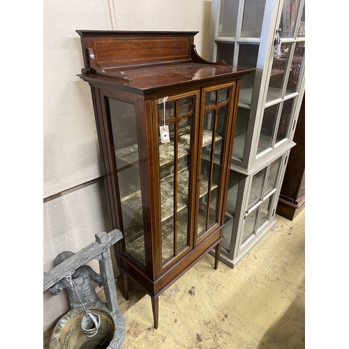 8 - An Edwardian satinwood banded mahogany display cabinet, width 77cm, depth 40cm, height 157cm