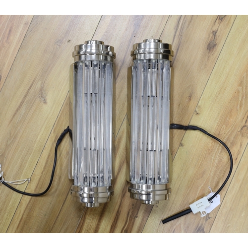 293 - A pair of Art Deco style chrome light fittings