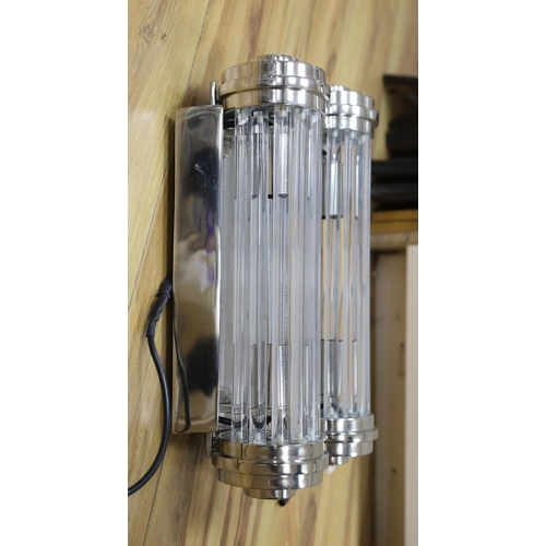 293 - A pair of Art Deco style chrome light fittings