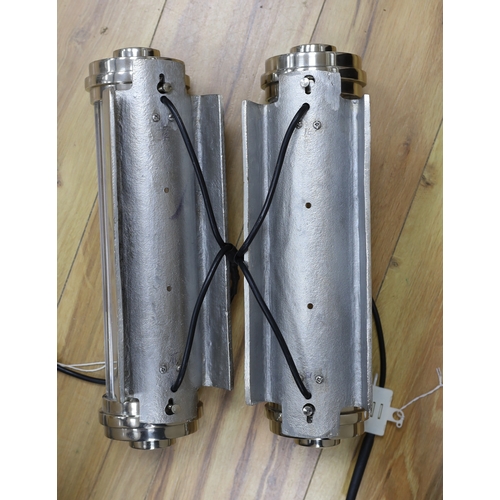 293 - A pair of Art Deco style chrome light fittings