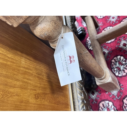 1235A - A narrow rectangular topped light oak table, width 180cm, depth 58cm, height 76cm