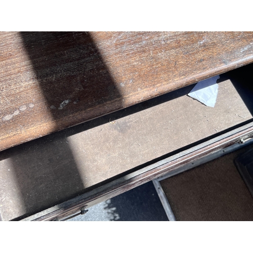 1239A - A George III style oak side table, width 82cm, depth 38cm, height 68cm