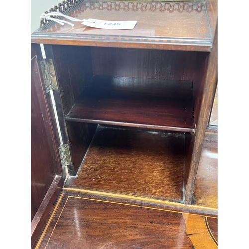 1245 - An Edwardian marquetry inlaid mahogany bonheur du jour, in the manner of Edwards & Roberts, width 92... 