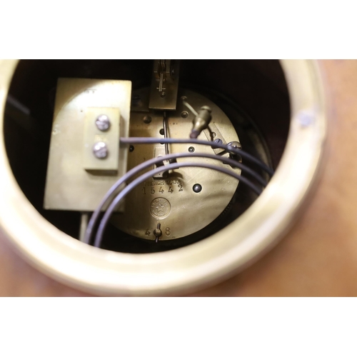 1257 - An Edwardian inlaid mahogany mantel clock, 29cm