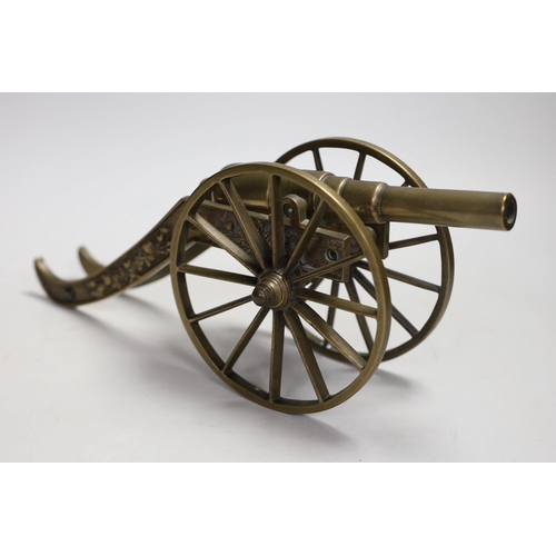 1258 - A bronze model of a cannon, 30cm
