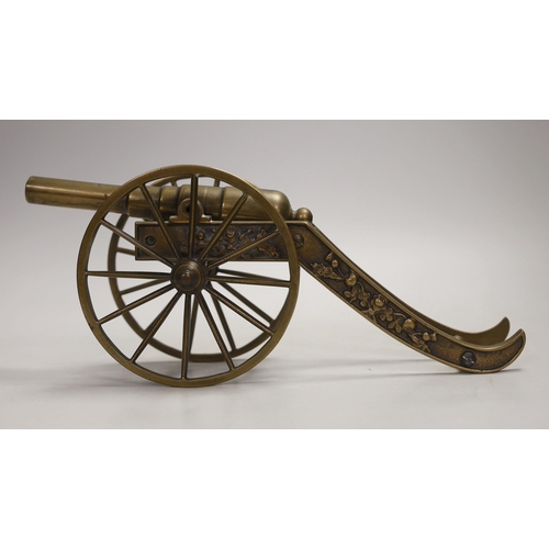 1258 - A bronze model of a cannon, 30cm