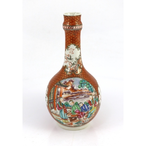 105 - A Chinese famille rose 'Mandarin' water bottle (guglet), Qianlong period, each side painted with man... 