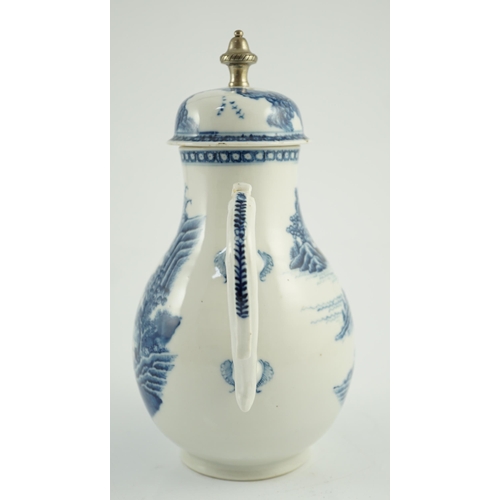 108 - A Chinese blue and white jug and cover, Qianlong period, finely painted with a boy riding an ox in a... 