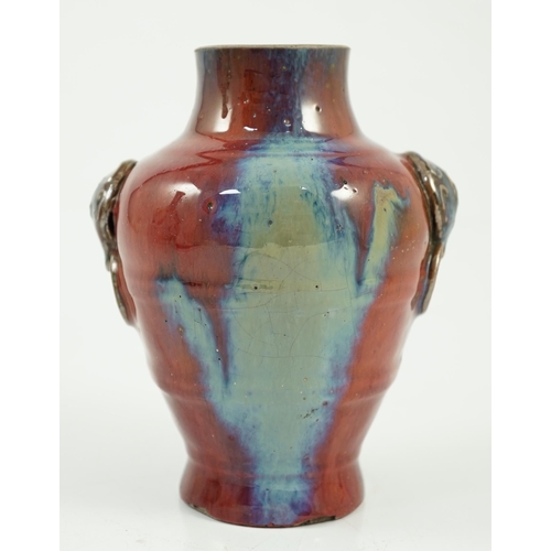 112 - A Chinese Jun imitation flambé-glazed vase, Yongzheng four character mark and probably of the period... 