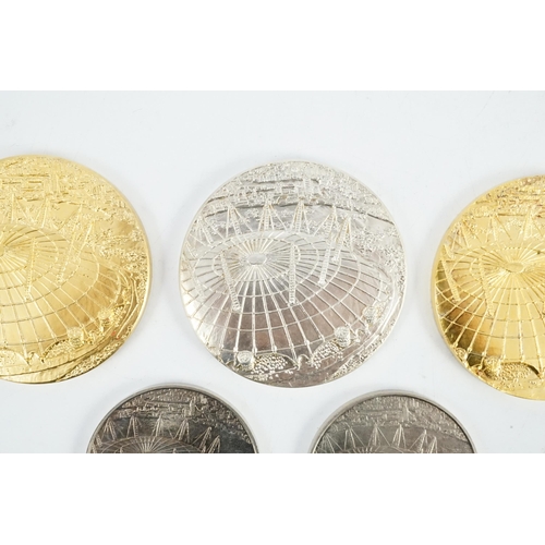 10 - Jacqueline Stieger (b.1936) for Royal Mint, two prototype silver-gilt (Millennium) Dome medals, and ... 