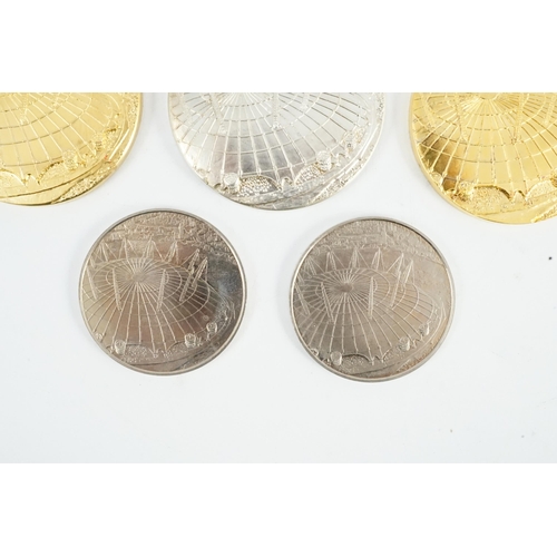 10 - Jacqueline Stieger (b.1936) for Royal Mint, two prototype silver-gilt (Millennium) Dome medals, and ... 