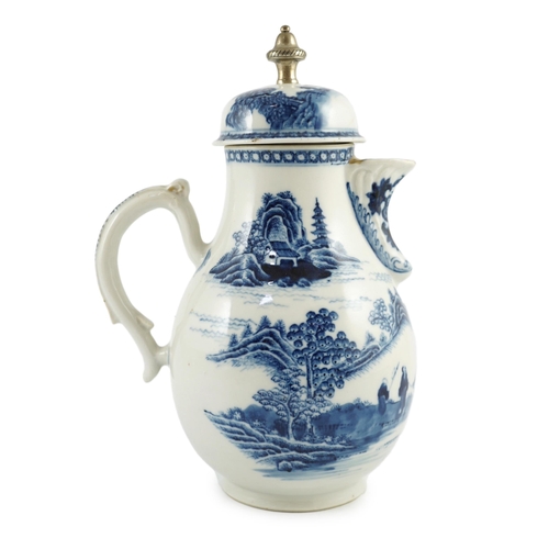 108 - A Chinese blue and white jug and cover, Qianlong period, finely painted with a boy riding an ox in a... 