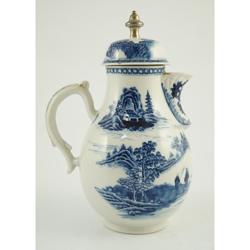 108 - A Chinese blue and white jug and cover, Qianlong period, finely painted with a boy riding an ox in a... 