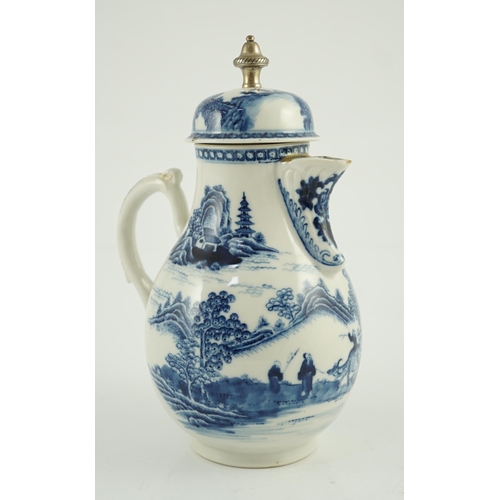 108 - A Chinese blue and white jug and cover, Qianlong period, finely painted with a boy riding an ox in a... 