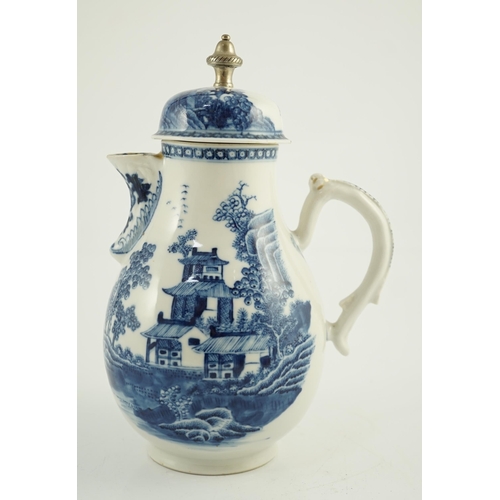 108 - A Chinese blue and white jug and cover, Qianlong period, finely painted with a boy riding an ox in a... 