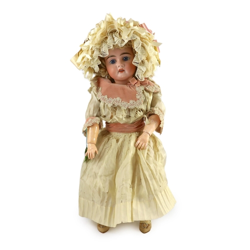 13 - A fine and rare Frederick Edmund Winkler bisque doll, in original box, German, circa 1894-1899, the ... 