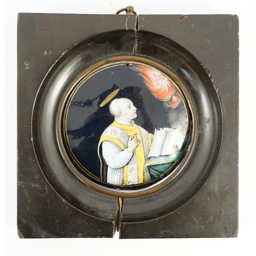 18 - Attributed to Jacques Laudin II (1663-1729). A Limoges enamel circular plaque, late 17th/early 18th ... 