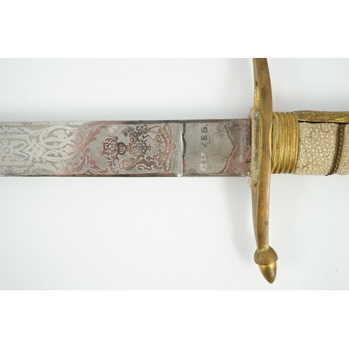 21 - An early 20th century Royal Presentation midshipman's dirk, with blade inscribed 'Presented by HM Ki... 