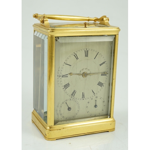 217 - Scherer à Paris. A French hour repeating carriage clock, c.1840's, the silvered dial with subsidiary... 