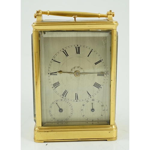 217 - Scherer à Paris. A French hour repeating carriage clock, c.1840's, the silvered dial with subsidiary... 