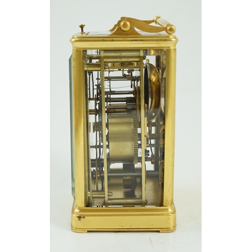 217 - Scherer à Paris. A French hour repeating carriage clock, c.1840's, the silvered dial with subsidiary... 