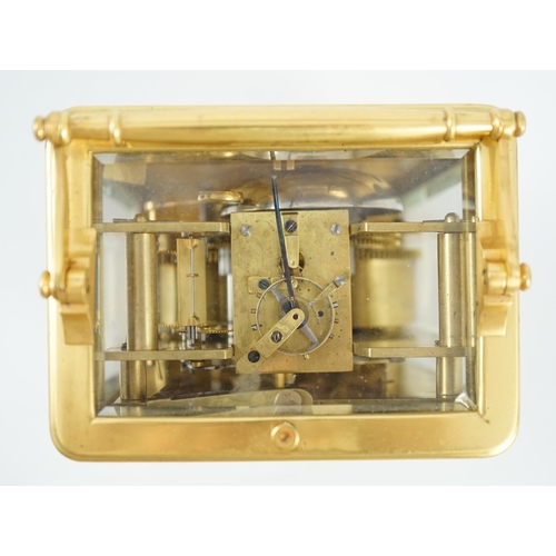 217 - Scherer à Paris. A French hour repeating carriage clock, c.1840's, the silvered dial with subsidiary... 