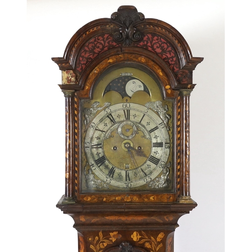 222 - Gerrit Bramer of Amsterdam. An 18th century Dutch marquetry inlaid walnut eight day longcase clock, ... 