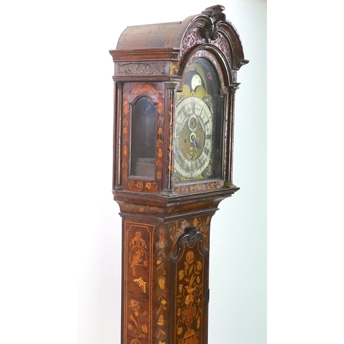 222 - Gerrit Bramer of Amsterdam. An 18th century Dutch marquetry inlaid walnut eight day longcase clock, ... 