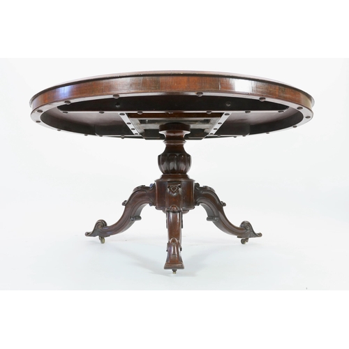 245 - A Victorian and later marquetry inlaid walnut and rosewood breakfast table, with circular tilt top, ... 