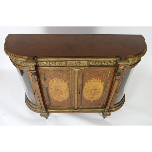 252 - A late 19th century French Louis XVI style inlaid mahogany and ormolu mounted credenza, of breakfron... 