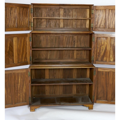 254 - An unusual mid 19th century satinwood campaign bookcase, of stepped three tiered form, each tier wit... 