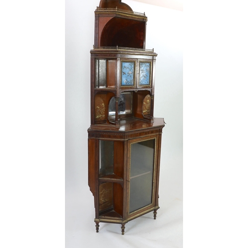 257 - An unusual Anglo-Japanese inlaid mahogany standing corner cabinet, by Holland & Sons, c.1880, of ste... 