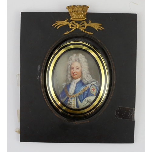 264 - 18th century English School Miniature portrait of Robert Harley, 1st Earl of Oxford and Earl Mortime... 